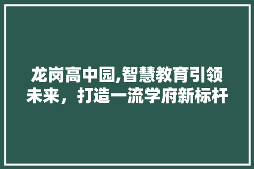 龙岗高中园,智慧教育引领未来，打造一流学府新标杆