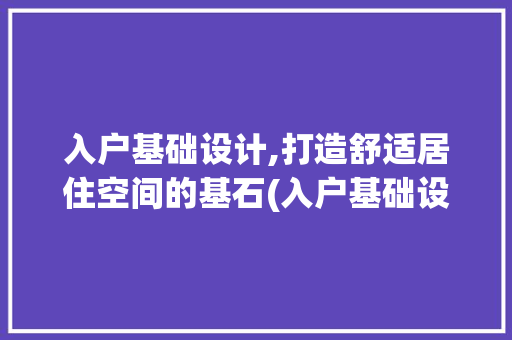 入户基础设计,打造舒适居住空间的基石(入户基础设计)