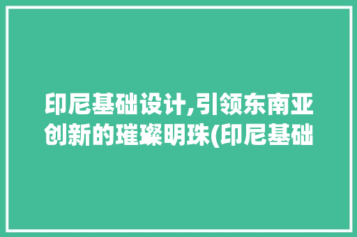 印尼基础设计,引领东南亚创新的璀璨明珠(印尼基础设计)