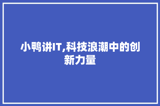 小鸭讲IT,科技浪潮中的创新力量