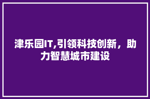 津乐园IT,引领科技创新，助力智慧城市建设