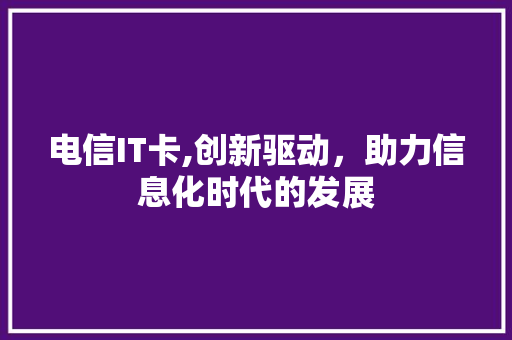 电信IT卡,创新驱动，助力信息化时代的发展