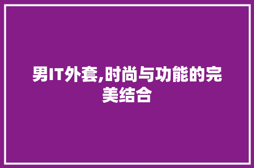 男IT外套,时尚与功能的完美结合