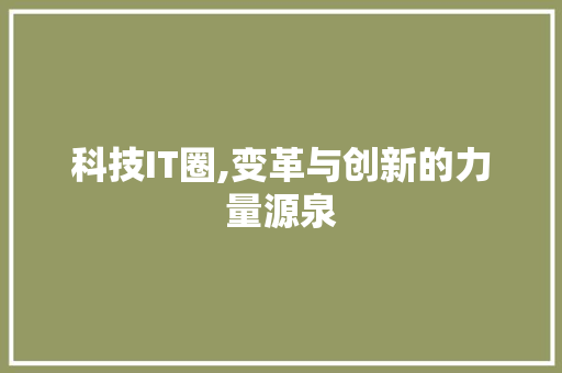 科技IT圈,变革与创新的力量源泉