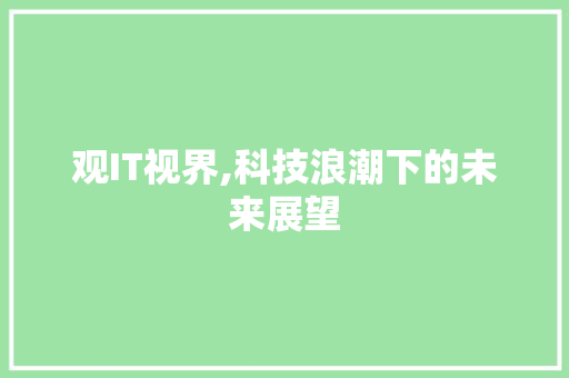 观IT视界,科技浪潮下的未来展望