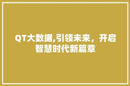 QT大数据,引领未来，开启智慧时代新篇章