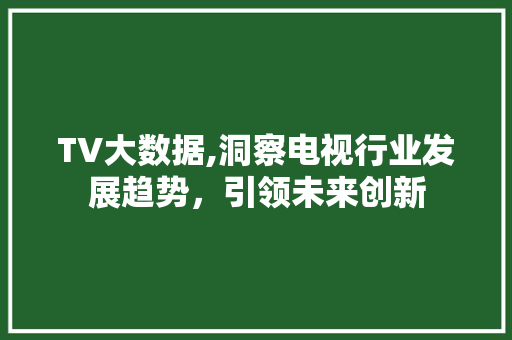 TV大数据,洞察电视行业发展趋势，引领未来创新