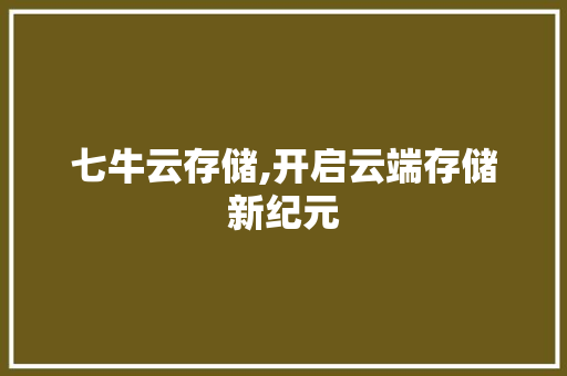 七牛云存储,开启云端存储新纪元