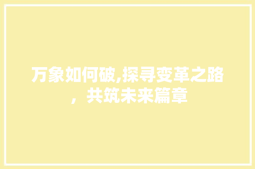 万象如何破,探寻变革之路，共筑未来篇章