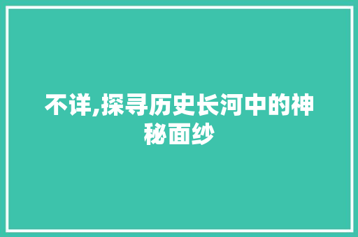 不详,探寻历史长河中的神秘面纱