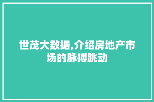 世茂大数据,介绍房地产市场的脉搏跳动