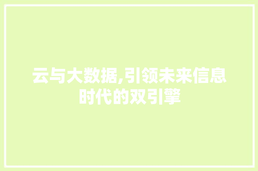 云与大数据,引领未来信息时代的双引擎