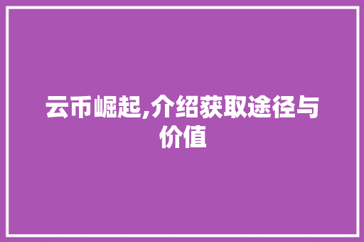 云币崛起,介绍获取途径与价值