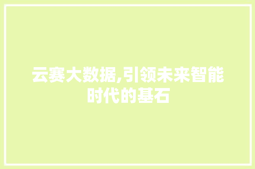 云赛大数据,引领未来智能时代的基石