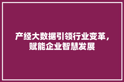 产经大数据引领行业变革，赋能企业智慧发展 Java