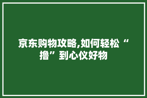 京东购物攻略,如何轻松“撸”到心仪好物