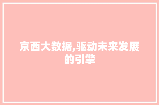 京西大数据,驱动未来发展的引擎