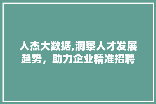 人杰大数据,洞察人才发展趋势，助力企业精准招聘