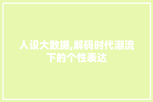 人设大数据,解码时代潮流下的个性表达