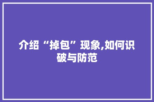 介绍“掉包”现象,如何识破与防范