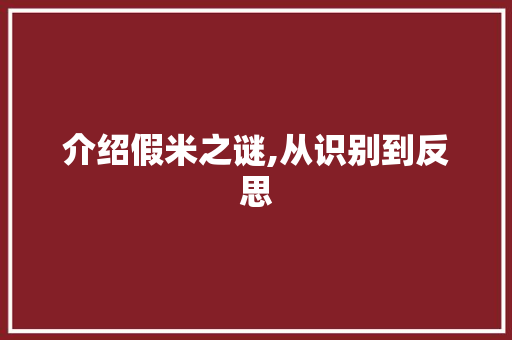 介绍假米之谜,从识别到反思