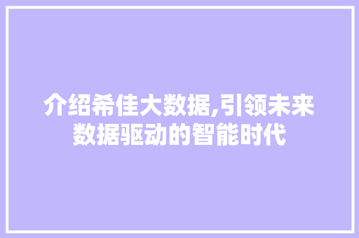 介绍希佳大数据,引领未来数据驱动的智能时代 SQL