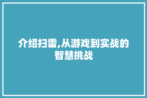 介绍扫雷,从游戏到实战的智慧挑战