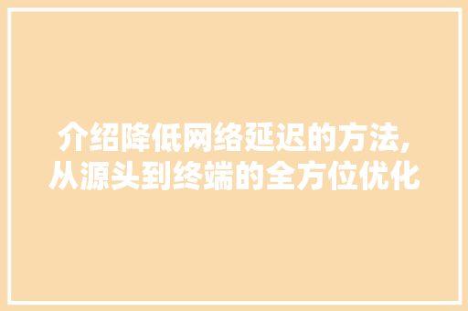 介绍降低网络延迟的方法,从源头到终端的全方位优化