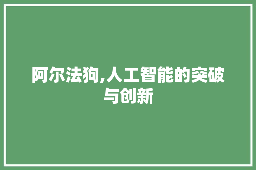 阿尔法狗,人工智能的突破与创新