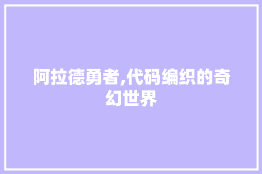 阿拉德勇者,代码编织的奇幻世界