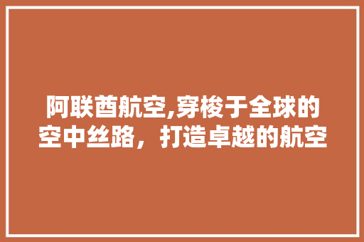 阿联酋航空,穿梭于全球的空中丝路，打造卓越的航空体验