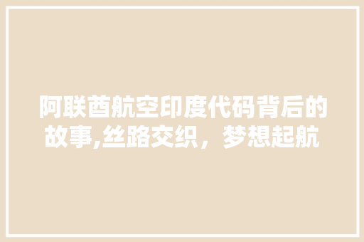 阿联酋航空印度代码背后的故事,丝路交织，梦想起航