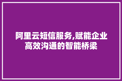 阿里云短信服务,赋能企业高效沟通的智能桥梁