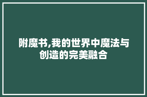 附魔书,我的世界中魔法与创造的完美融合