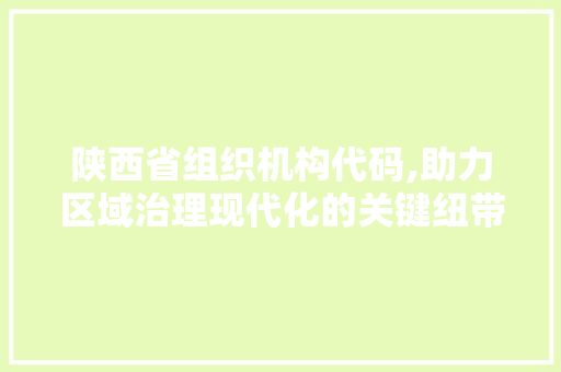 陕西省组织机构代码,助力区域治理现代化的关键纽带