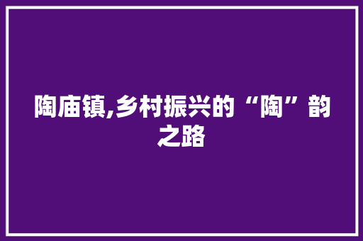 陶庙镇,乡村振兴的“陶”韵之路