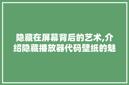 隐藏在屏幕背后的艺术,介绍隐藏播放器代码壁纸的魅力