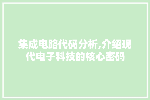 集成电路代码分析,介绍现代电子科技的核心密码