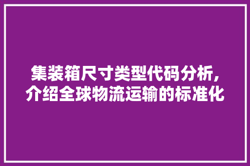 集装箱尺寸类型代码分析,介绍全球物流运输的标准化之路