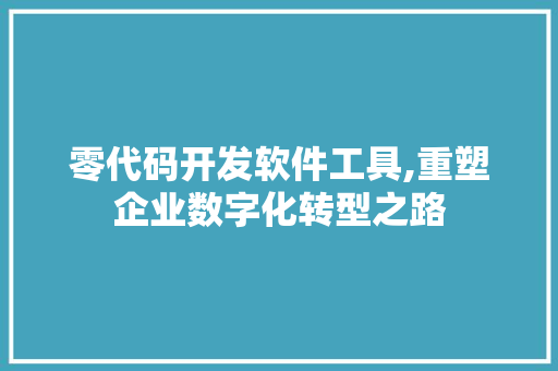 零代码开发软件工具,重塑企业数字化转型之路