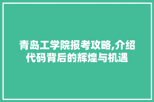 青岛工学院报考攻略,介绍代码背后的辉煌与机遇