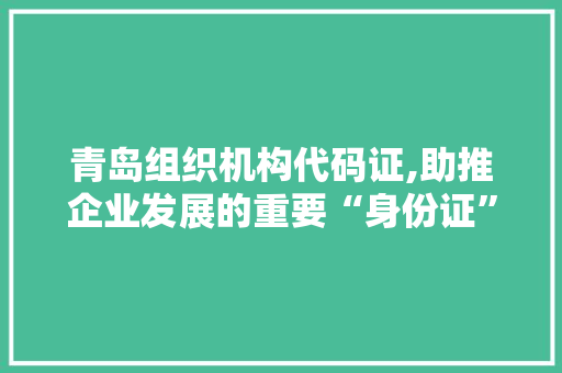 青岛组织机构代码证,助推企业发展的重要“身份证”