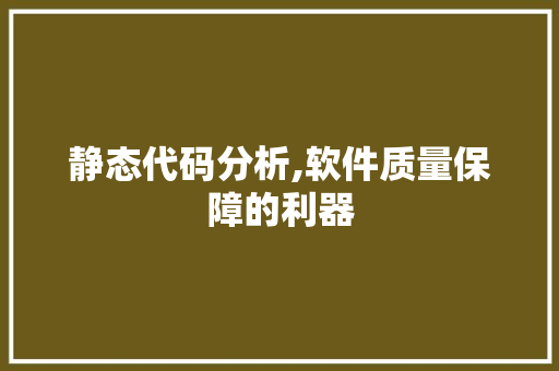 静态代码分析,软件质量保障的利器