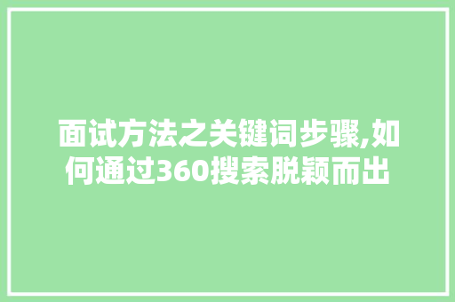 面试方法之关键词步骤,如何通过360搜索脱颖而出