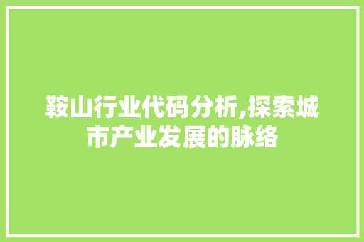 鞍山行业代码分析,探索城市产业发展的脉络