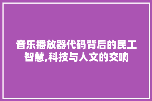 音乐播放器代码背后的民工智慧,科技与人文的交响