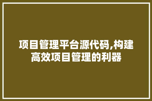 项目管理平台源代码,构建高效项目管理的利器