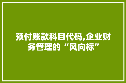 预付账款科目代码,企业财务管理的“风向标”