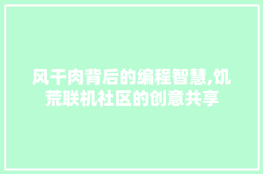 风干肉背后的编程智慧,饥荒联机社区的创意共享