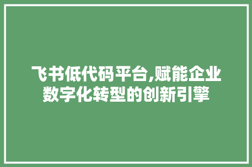 飞书低代码平台,赋能企业数字化转型的创新引擎